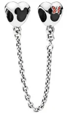 

Classic 925 Sterling Silver Mouse Hearts Safety Chain Original Pan Charm Beads DIY Bracelet Fashion Jewelry Holiday Gift