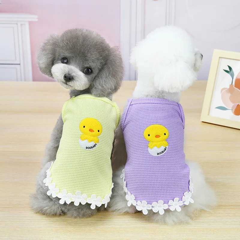 

Pet Clothes Dog Clothes Spring And Summer Thin Teddy Dog Clothes Pet Clothes Yellow Chick Suspender Skirt