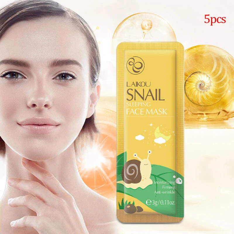 

5pcs Snail Face Mask No Washing Portable Travel Anti Wrinkle Moisturizing mask