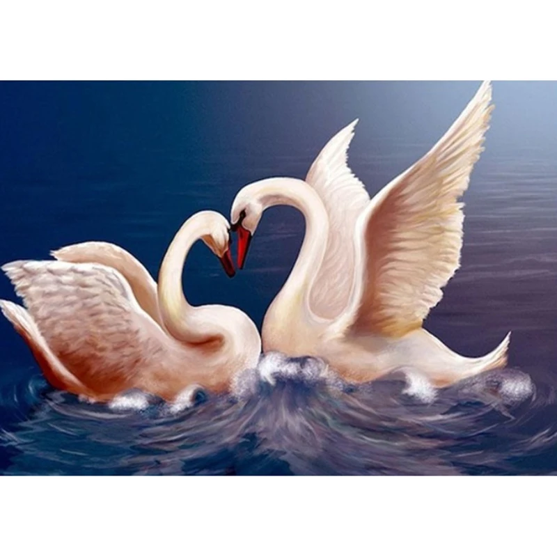 5D DIY Алмазная картина полный квадратный/круглый &quotлебедь пара&quot вышивка Стразы