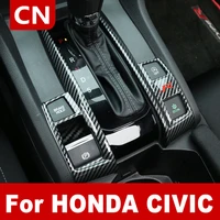 2pcs central control gear panel stickers for honda civic 10th 2016 2017 2018 2019 2020 2021 car accessories interior parts