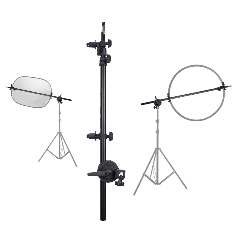 Фото Кронштейн держатель 2"-72"/70-185 см поворотная головка отражатель рукоятка поддержка черного освещения Arm Boom Stand