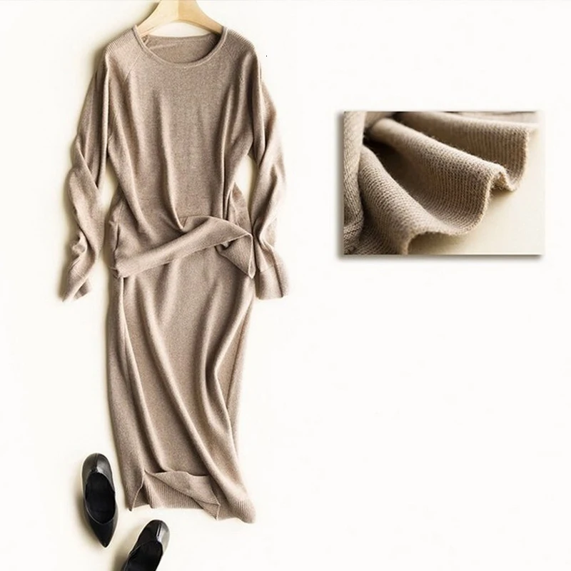 Новинка 2019 женские кашемировые свитеры и вязаные Облегающие юбки до бедра