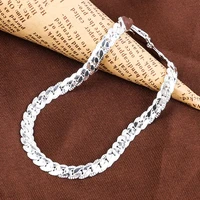 classic silver color chain mens bracelet link charm luxury bracelets fashion jewelry for women best gift wholesale bulk d013