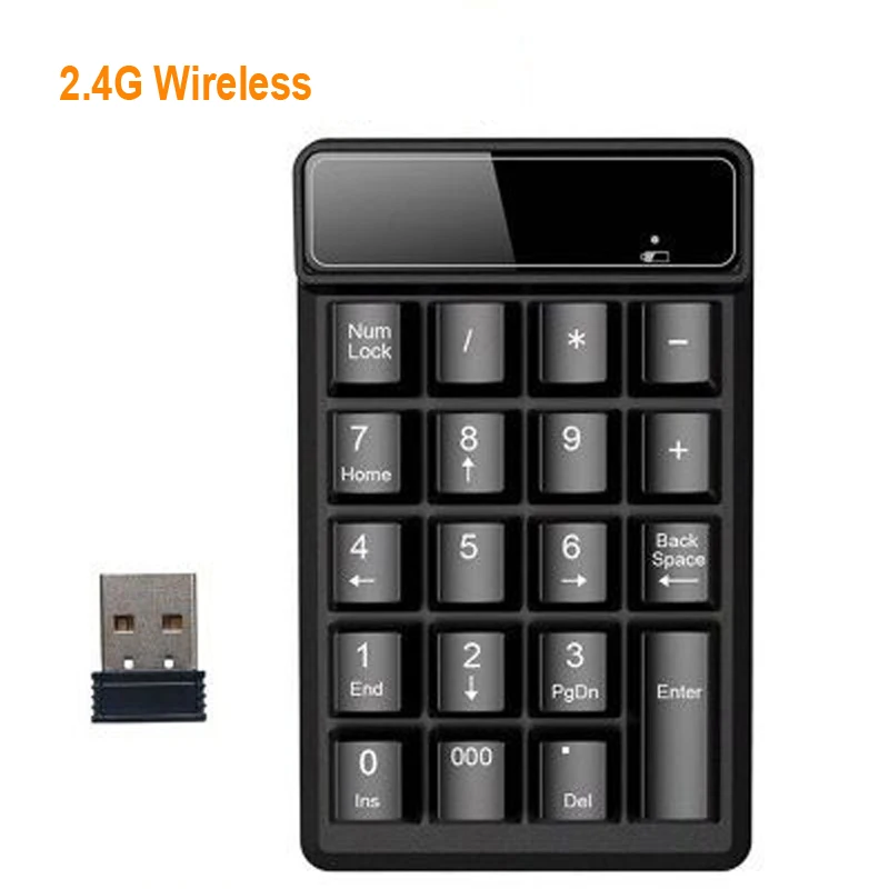 Wireless 2,4 ГГц мини USB беспроводная цифровая клавиатура 19 клавиш цифровой клавиатуры Numpad приемник для Windows XP/7/8 ноутбук ПК компьютер - Color: Wireless