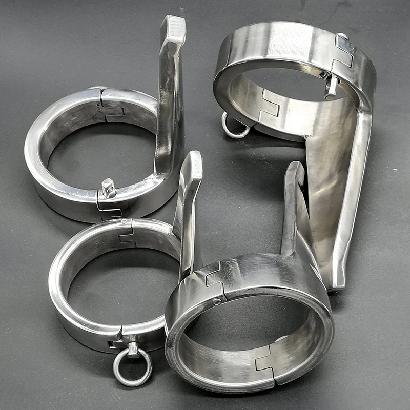 

Stainless Steel Heavy Slave Ankle cuffs With Tongue BDSM Restraints Shackles Bondage Handcuffs Fetish Adult Sex Toys For Couples