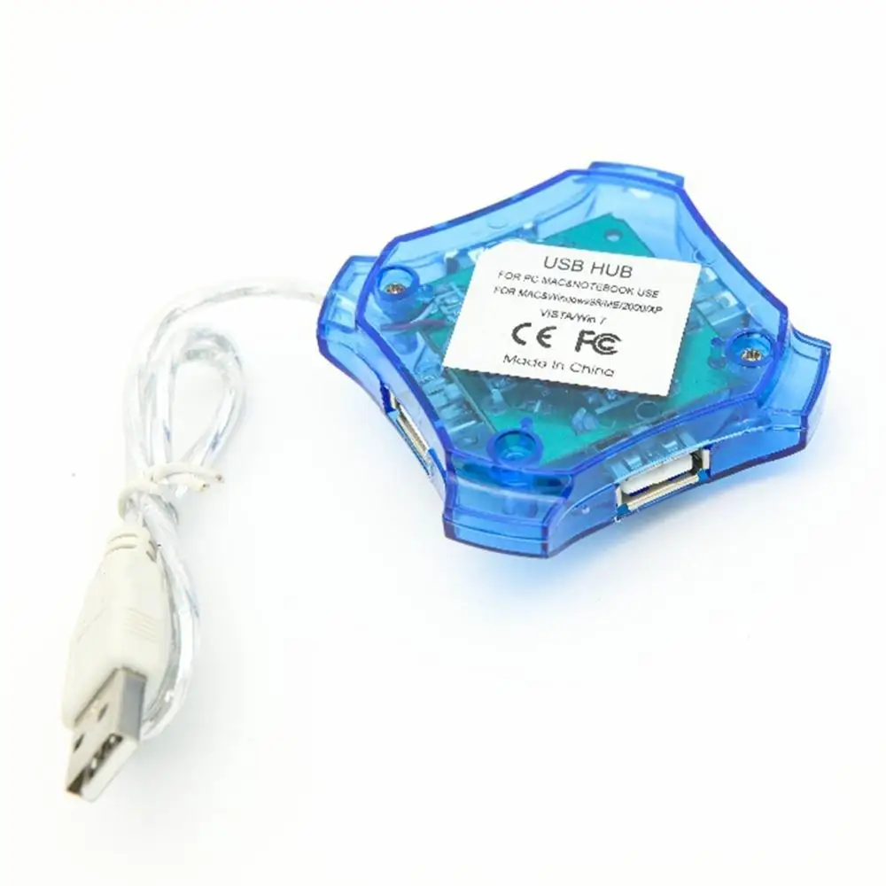 Portable USB Hub 4 Ports Data Transmission Sync Station For PC Laptop Transparent Black/Blue 9 | Компьютеры и офис