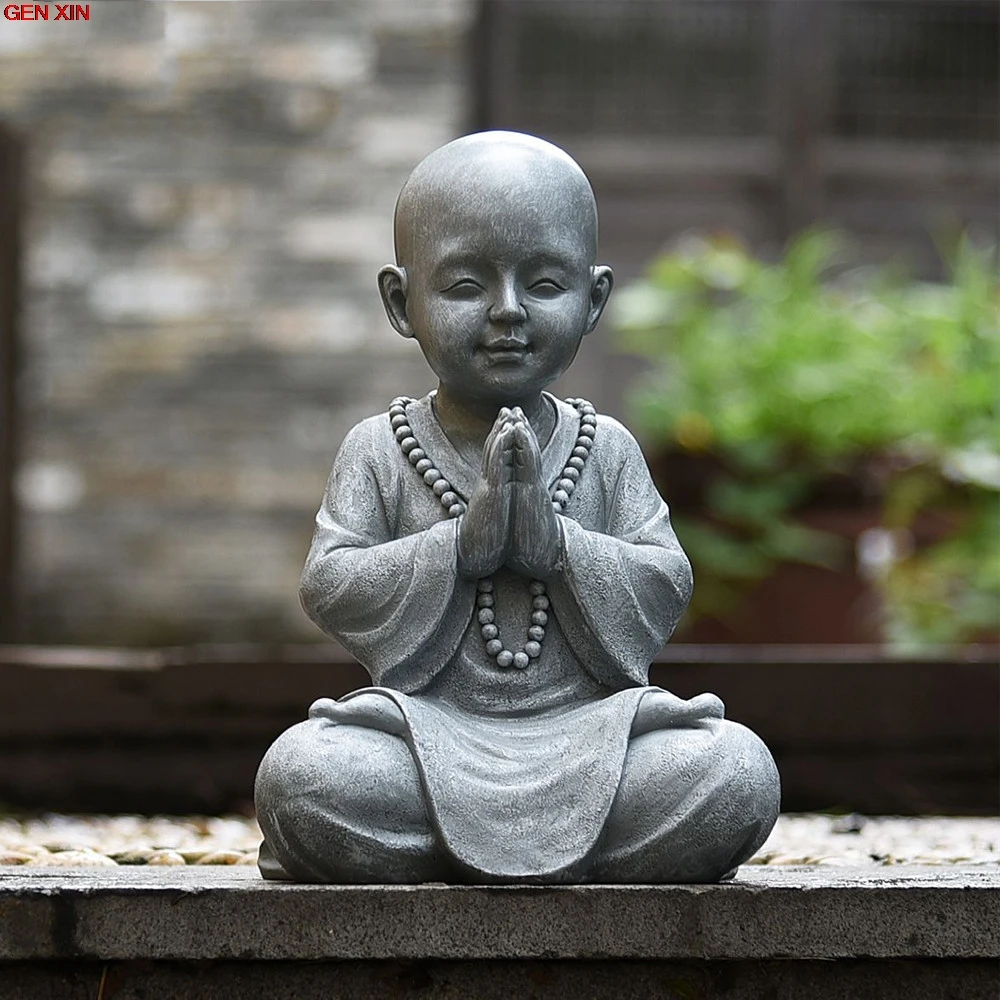 

Goodeco Meditate Baby Buddha Statue Garden Outdoor Buda Figure Decor Zen Monk Sculpture Jardin Lawn Sitting Buddha Ornament