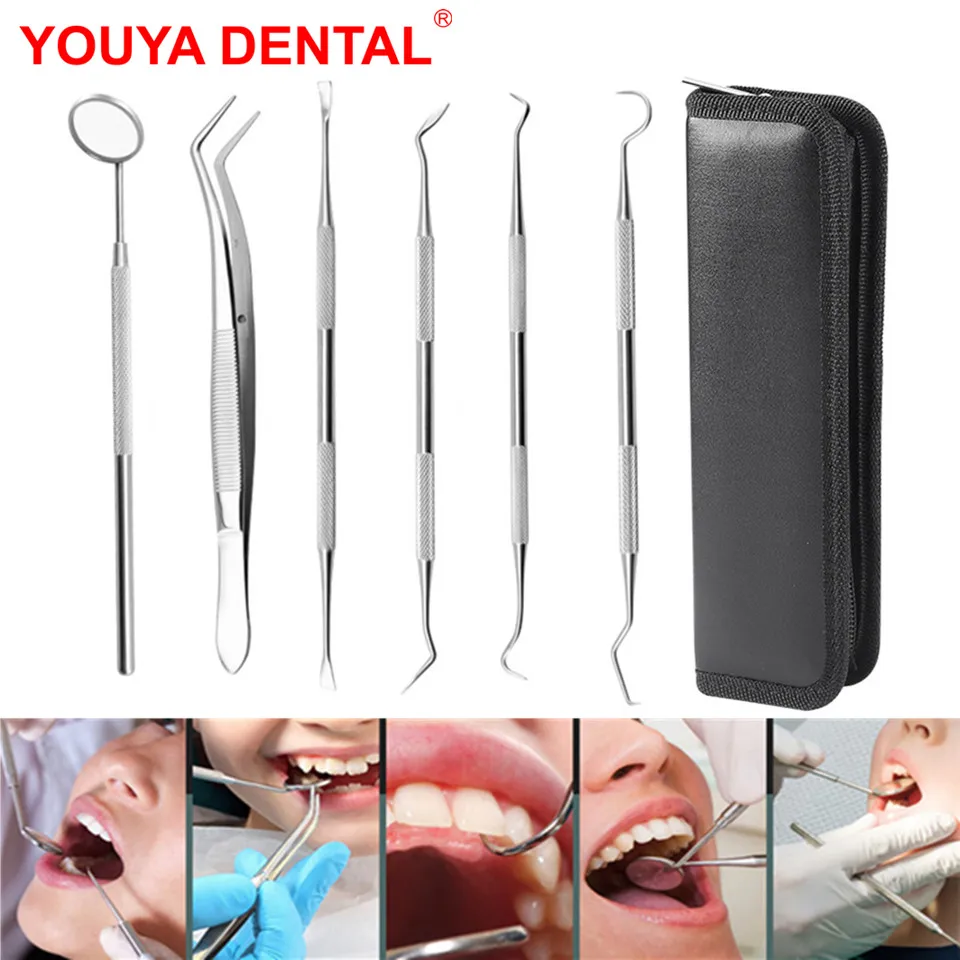 Hot Dental Oral Care Kit Teeth Cleaning Plaque Remover Dentist Mirror Tartar Scraper Tweezer Probe Tooth Hygiene Dentistry Tools