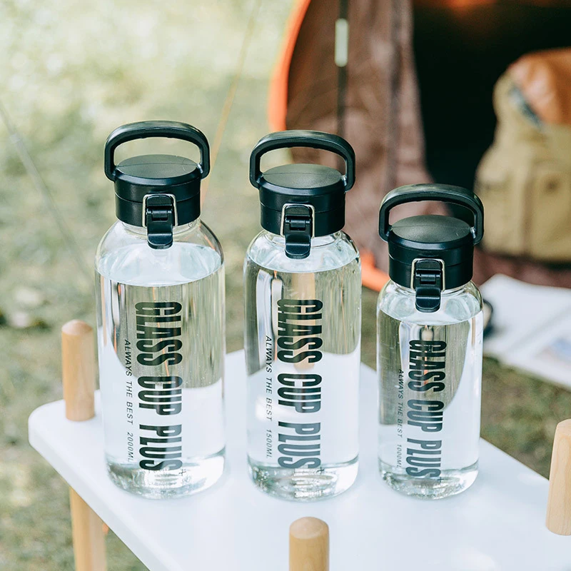 Большая емкость портативные стеклянные бутылки для воды 0.6л 1Л 1.5л 2л Спортивная