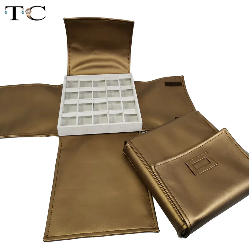 

New Square Gray Velvet Soft Jewellery Ear stud earrings Display Storage Bag Portable PU Leather Jewelry Package