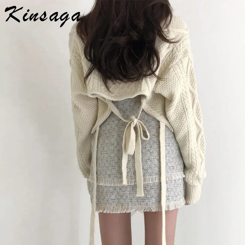 Вязаный свитер и мини-юбка корейский стиль топ с бабочкой пуловер юбка бахромой |