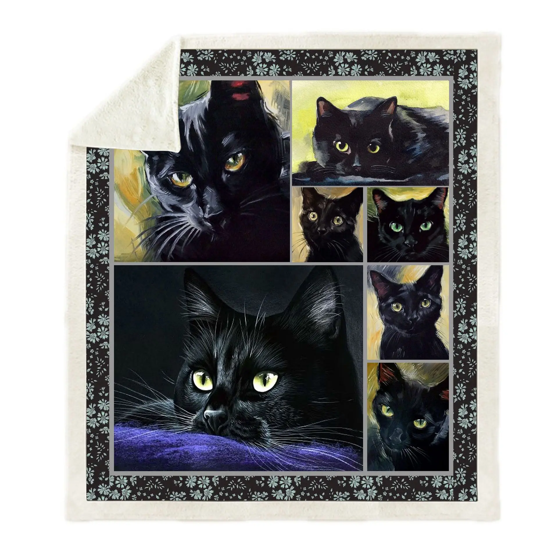 Маленькое квадратное цифровое одеяло с рисунком кота милое теплое Флисовое 2019