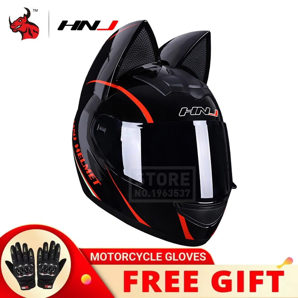 

Black Motorcycle Helmet Women Motocross Capacete Full Face Casco Moto Ear Helmet Personality Motor Motorbike Biker Helmet