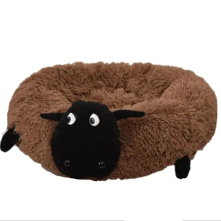 

Round Dog Bed Washable long plush Dog Kennel Cats House Super Soft Cotton Mat Sofa For Dog Chihuahua Animals Pet Bed For Cat Bed