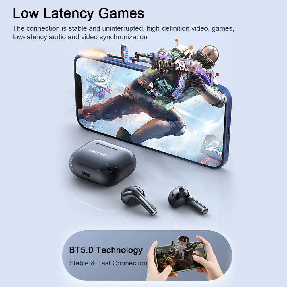 Lenovo LP40 TWS Earphones Bluetooth 5.0 True Wireless Headphones Gaming Touch Control Sweatproof Sport Headset In-ear with Mic |