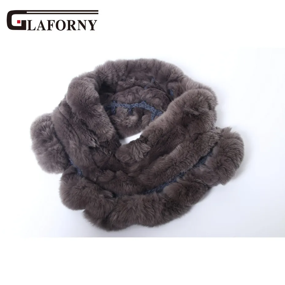 Glaforny, новинка, женские шарфы из меха кролика Рекс, кольца, зимний теплый меховой шарф, шарфы, снуд, высокое качество, натуральный мех, однотонный, модный