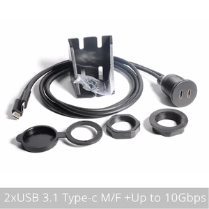 2 ports dual usb 3 1 type c male to female flush mount car mount extension cable for car truck boat motorcycle dashboard 10gbps free global shipping