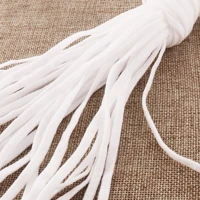 50 m white cotton elastic cord 4mm elastic cord band stretch elastic rope trim