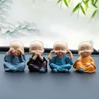 4 шт., маленькая статуя Будды, статуэтка монаха из смолы, ремесла, декоративные украшения для дома, миниатюрные ремесла, креативное украшение для сада и стола