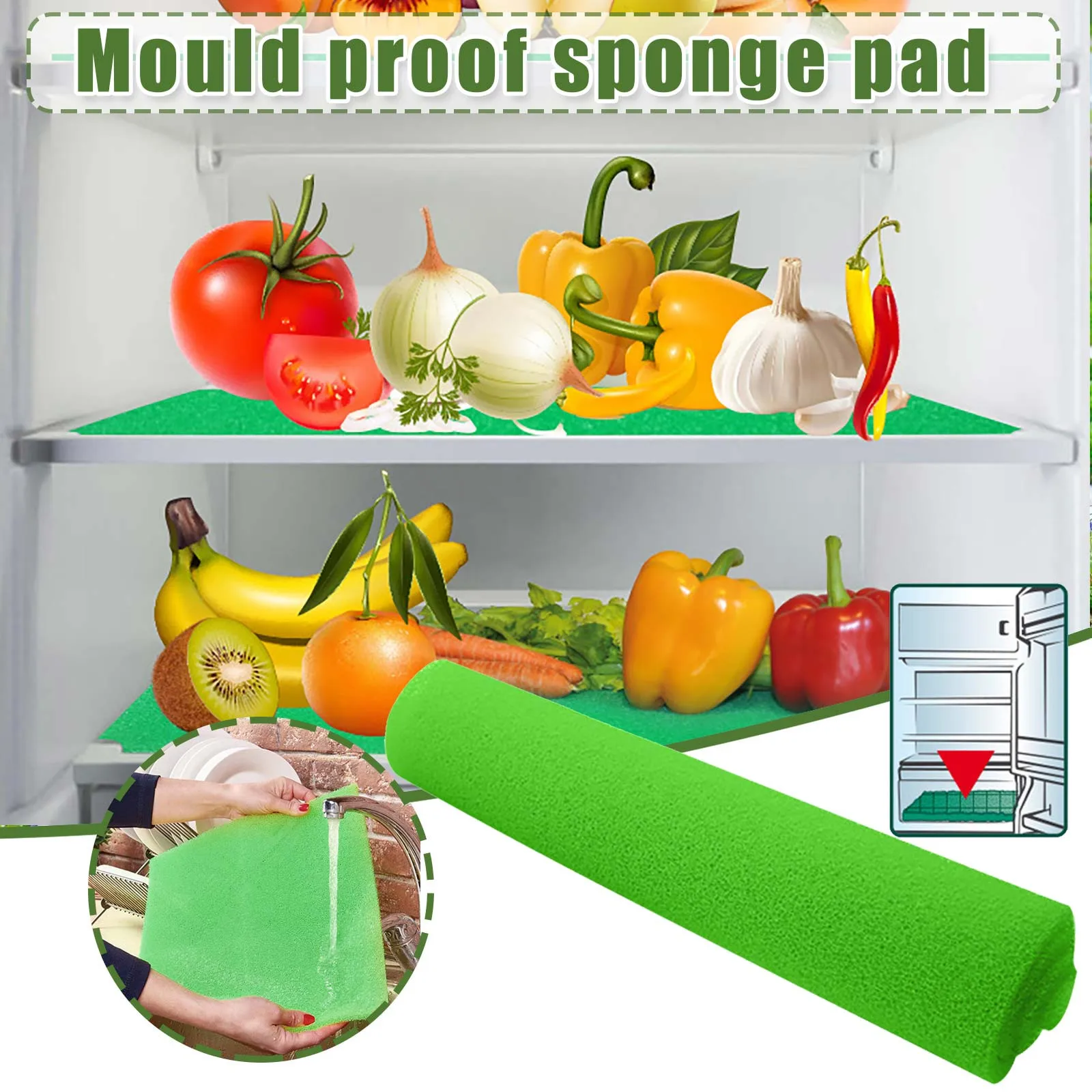 

Refrigerator Mildewproof Sponge Mat Filter Cotton Refrigerator Mat Kitchen Tools Fruit Vegetables Anti Mildew Fridge Pad Home