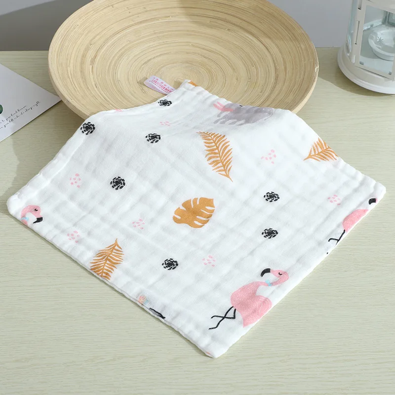 Детское полотенце хлопковое 6 слоев Марлевое для новорожденных с рисунком лица