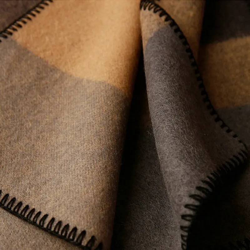 

100% Wool Striped Jacquard Blanket Winter Thick Warm Blanket Fleece Plaid Super Warm Soft Throw On Sofa Bed