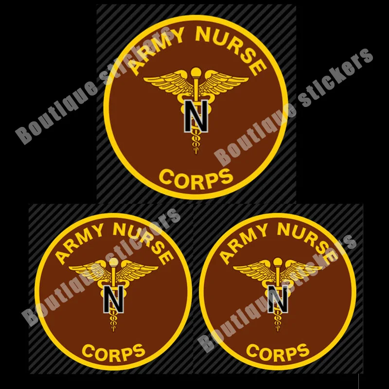 

3X Army Nurse Corps Seal Sticker Die Cut Vinyl Military Nursing Officer Car Decal Decoration Rear View Mirror Headlight