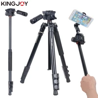 kingjoy bt 158 professional portable tripod kit with selfie stick monopod stand for travel dslr camera photographic