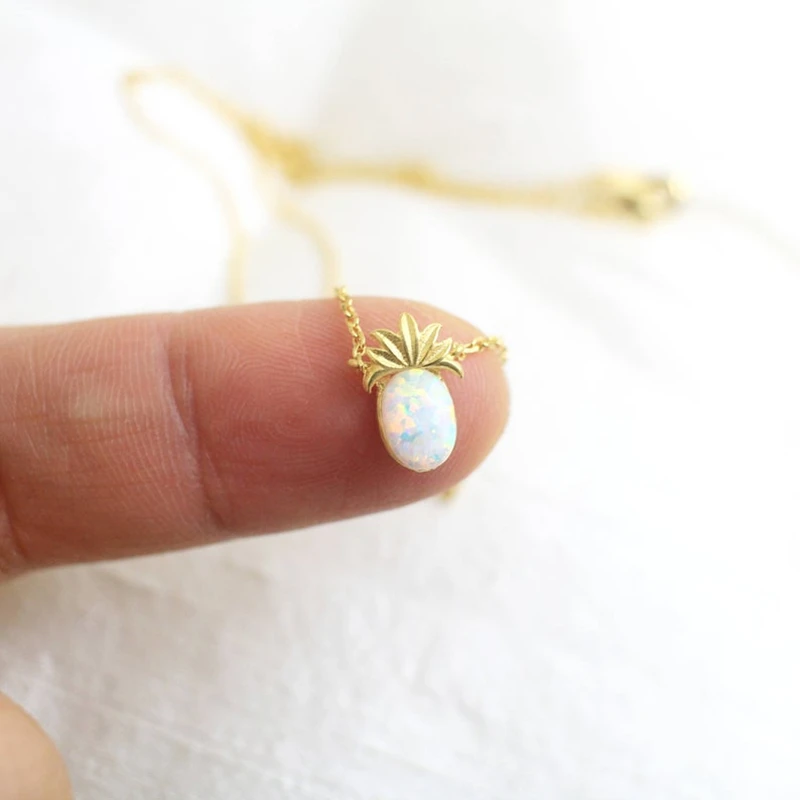 Маленькие милые ожерелья с ананасовым опалом подвески украшения из нержавеющей