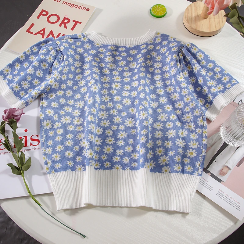 Woherb летняя корейская мода тонкая трикотажная футболка Женские винтажные топы с