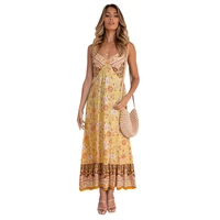 2021 summer new printed bohemian sling fashion sexy floral loose sleeveless long ladies dress