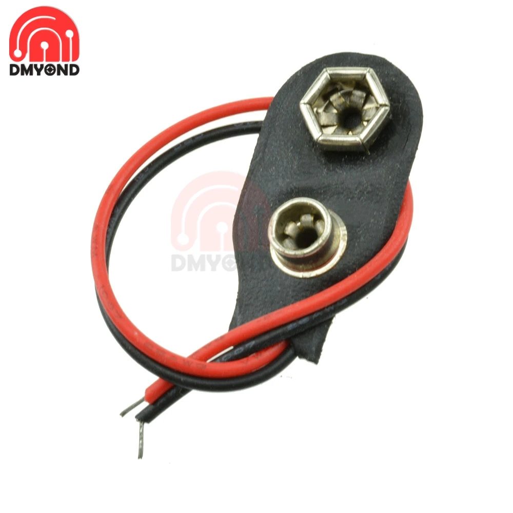 

5 шт./лот, 9 В, зажимы для батареи, разъем 9 В, защелкивающийся разъем для батареи, 10 см, черный, красный, пряжка для подключения кабеля для Arduino DIY I T type