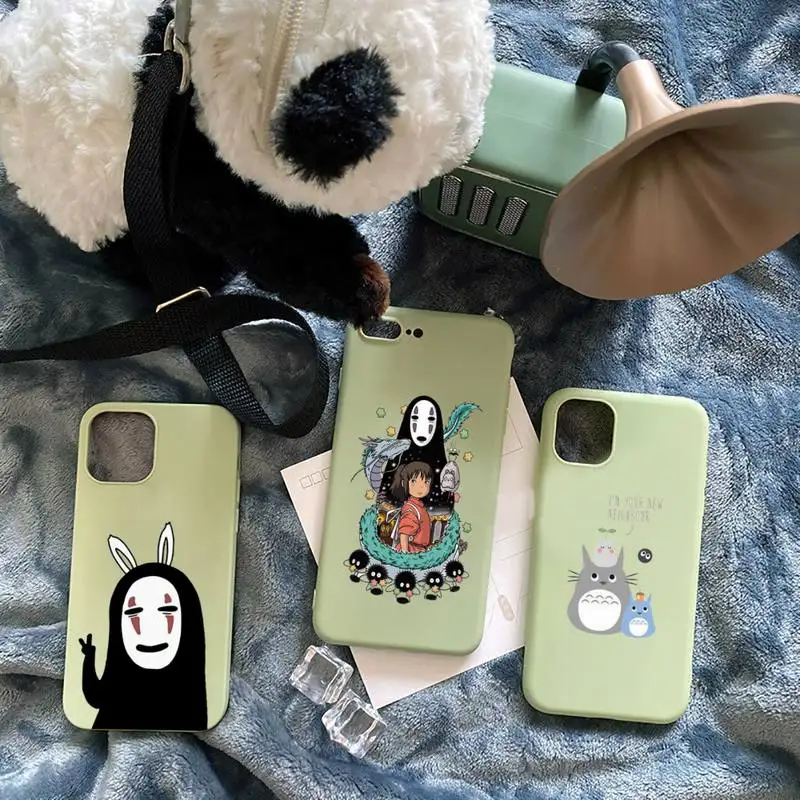 

Spirited Away Totoro Miyazaki Hayao Phone Case Candy Color for iPhone 6 7 8 11 12 s mini pro X XS XR MAX Plus