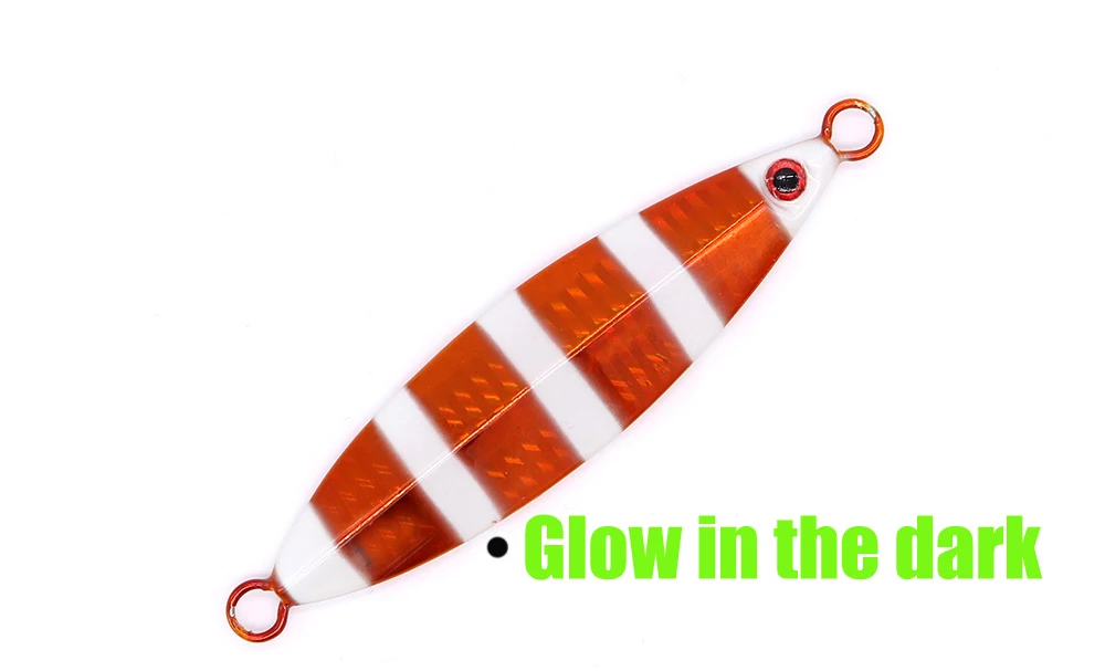 Glow Stripe Металлическая приманка ILURE, 1 шт., 20г30г/40 г/60 г/80 г/100 г, медленная свинцовая приманка для ловли рыбы, бас, морская приманка, светящаяся ложная приманка, Тилапия, окунь - Цвет: Glow Stripe