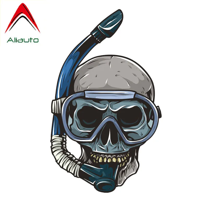 

Aliauto Personality Funny Car Sticker Diving Skull Head Waterproof Sunscreen Anti-UV Reflective Decal PVC Motorcycle,10cm*16cm
