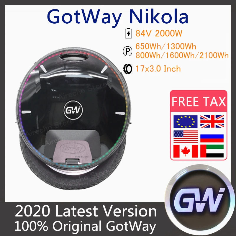 GotWay Nikola самобалансирующийся электрический скутер 84 в 1600WH 50 км/ч Максимальная