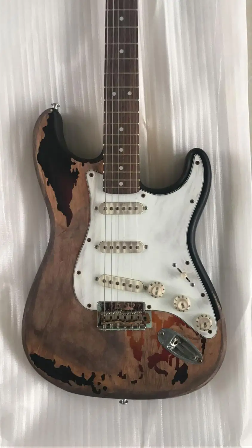 Оптовая продажа электрическая гитара с рельефным грифом ольдер кленовым