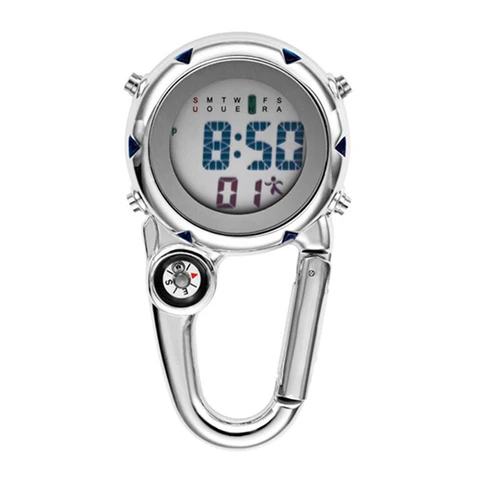 Часы наручные с карабином, модные цифровые спортивные, с крючком, подарок для больницы, электронные светящиеся многофункциональные для медсестер