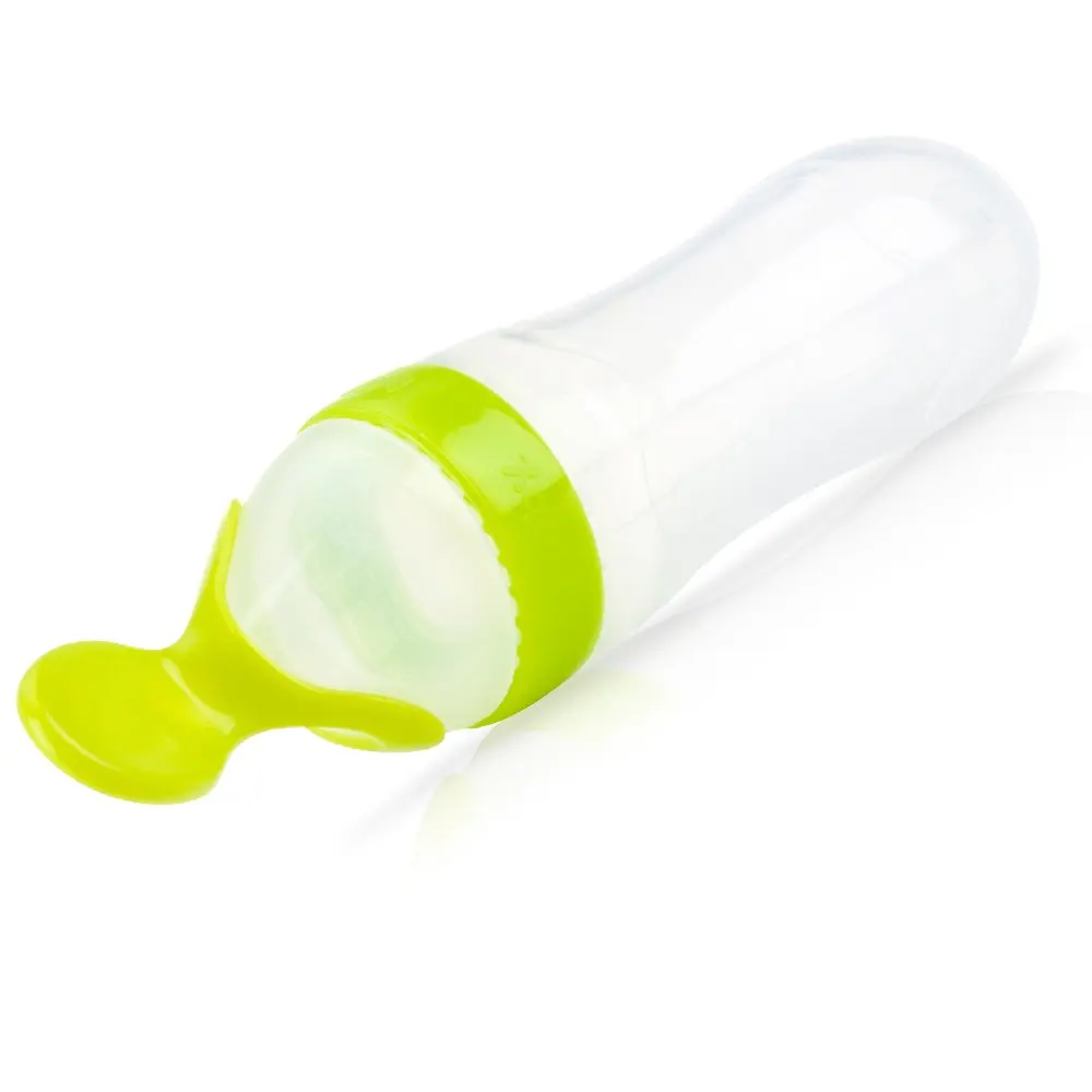 Silicone Squeeze Feeding Spoon 6 Months+ 3oz/90ml Baby Food Dispensing Feeder Infant Travel Feeders for Cereal | Мать и ребенок