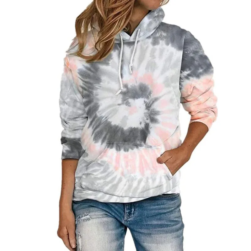 

Autumn Clothes Women Loose Tie Dye Hoodie Sweatshirts Long Sleeve Oversized Hoodie Women With Poacket Streetwear Plus Size