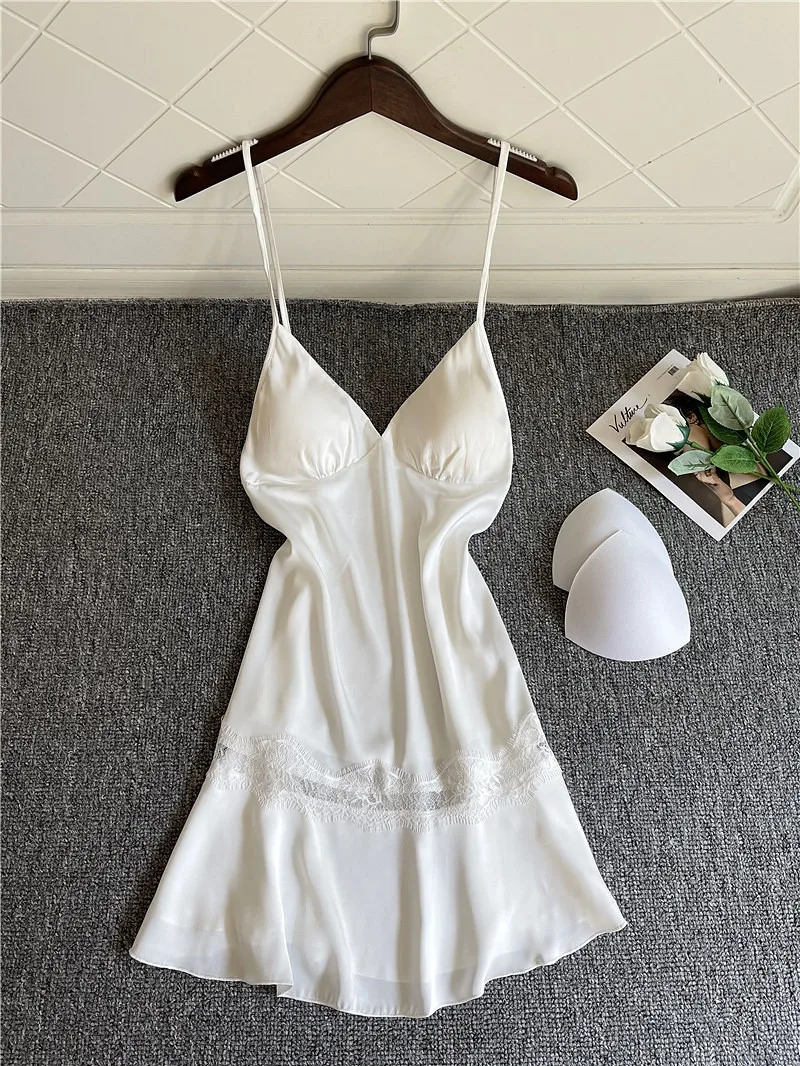 Сексуальное женское белье MECHCITIZ шелковые ночные рубашки Дамская ночная рубашка