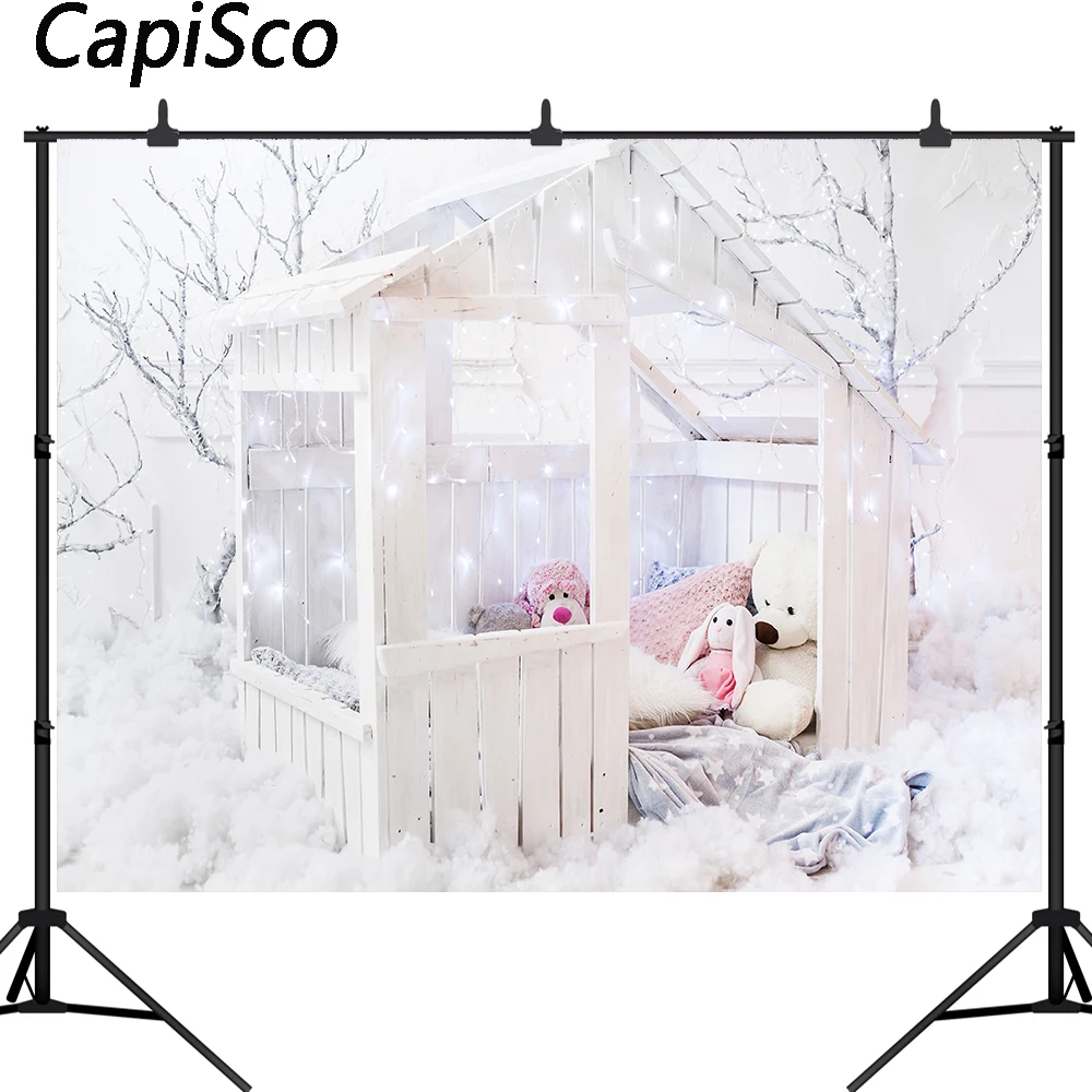 Каписко Счастливого Рождества деревянный дом детские игрушки мишка лампа