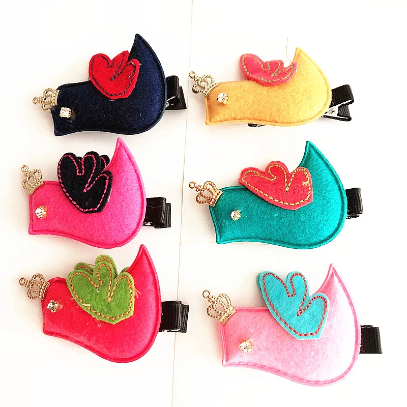 Детские заколки для волос милые Мультяшные с короной птицей шерстью и овечьей