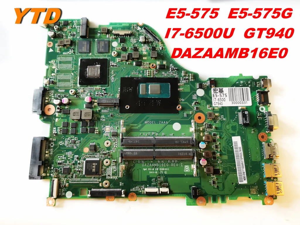 

Материнская плата для ноутбука ACER E5-575, E5-575G, E5-575, E5-575G, GT940, DAZAAMB16E0, протестирована