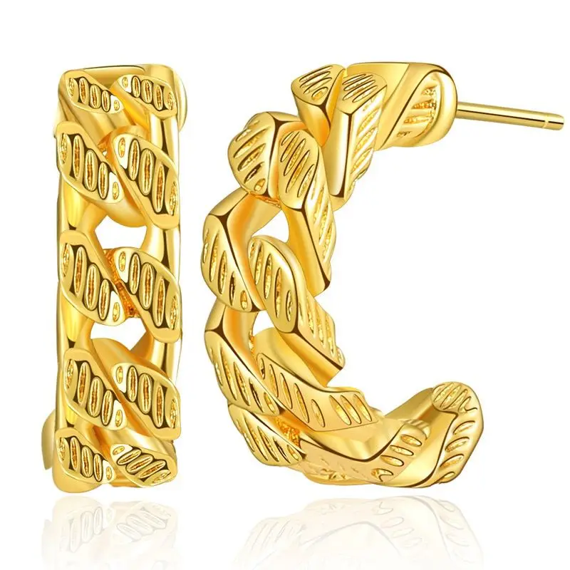 

2022 European and American Winter New Ladies Gold-plated Series Texture Earrings French Woven Small Earrings