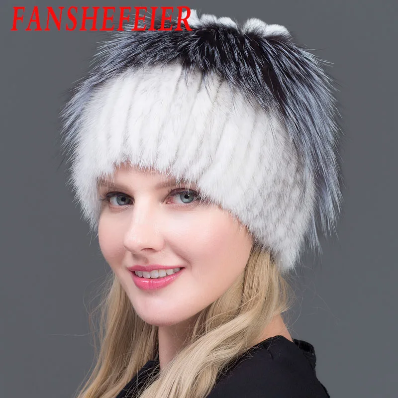 FANSHEFEIER натуральная черно бурая лиса меховая шапка женская норковая меховые
