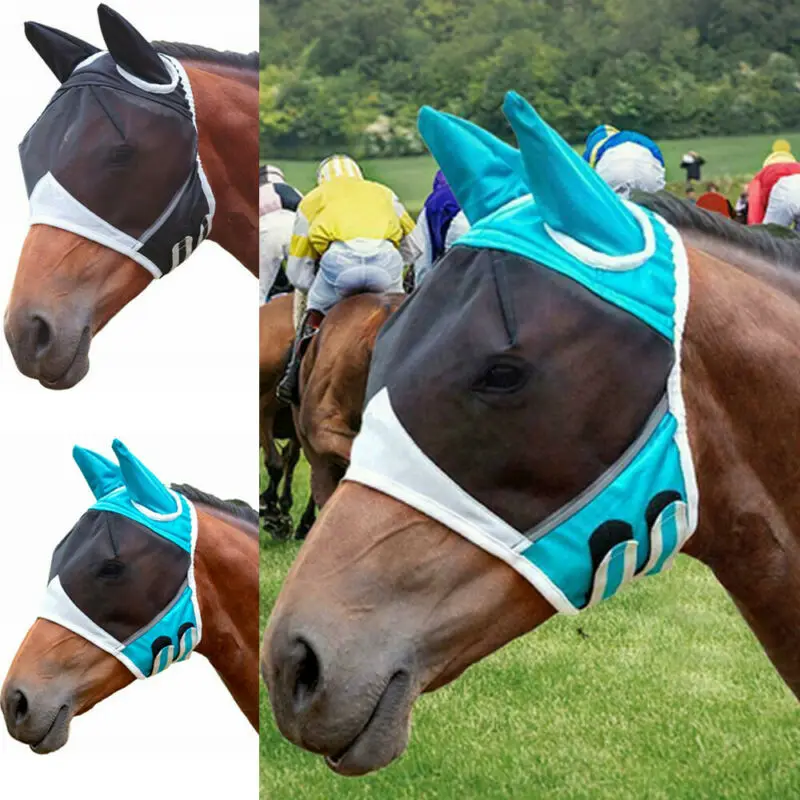 Horse Fly Hood Full Face Mesh Fleece Padded Anti-UV With Ears Breathable Anti-Moquito Protective Cover | Дом и сад