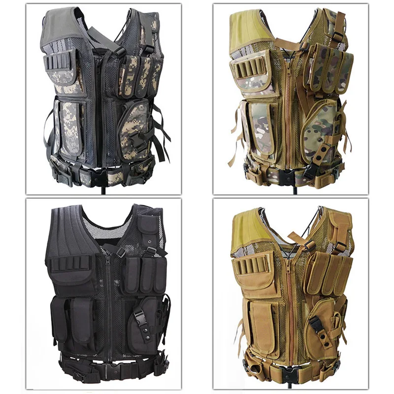 Военная охотничья жилетка CS черная камуфляжная сетка тактическая Wargame Body Molle Armor
