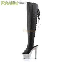 rncksi 17cm sock boots over the knee heel thigh high pointed woman boot size 34 46 performance shoes round toe thin heels solid